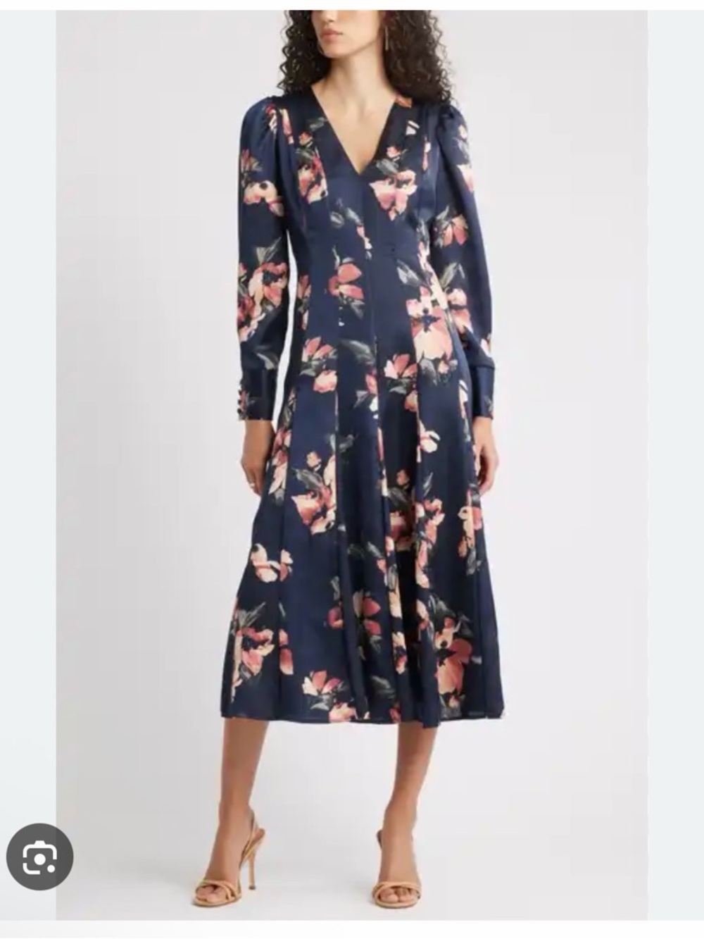 Chelsea 28 Women's Navy Floral V-Neck Midi Dress
